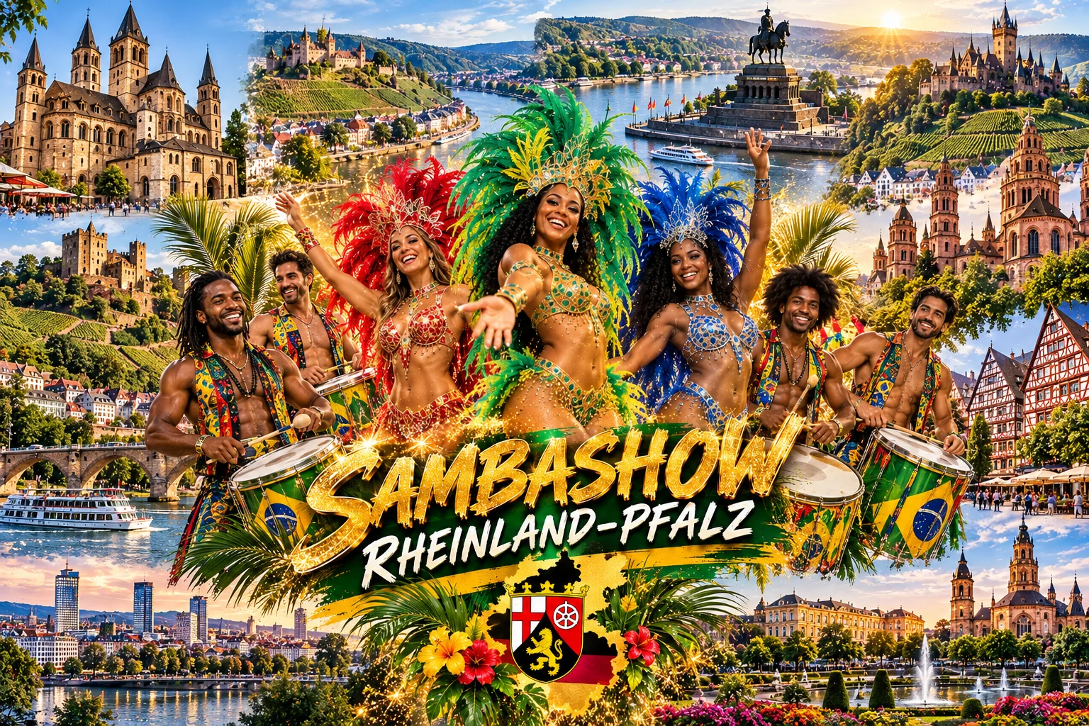 Sambashow Rheinland-Pfalz – Brasilshow mit Sambatänzerinnen und Trommlern für Mainz, Koblenz, Trier und Kaiserslautern