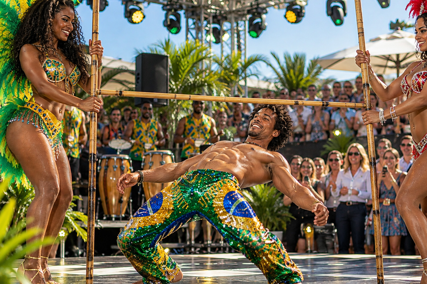 Limbo Show mit karibischen Limbo-Tänzern